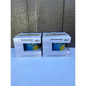 Overwatch Blizzard World of Warcraft Murloc Logo Coffee Mug Blue Yellow Set Of 2